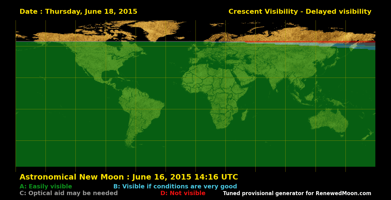 Visibility map for renewed moon confirmation date