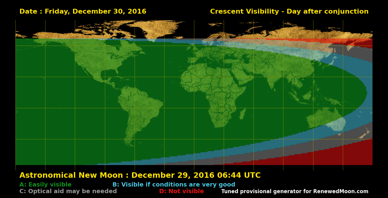 Visibility map for renewed moon confirmation date