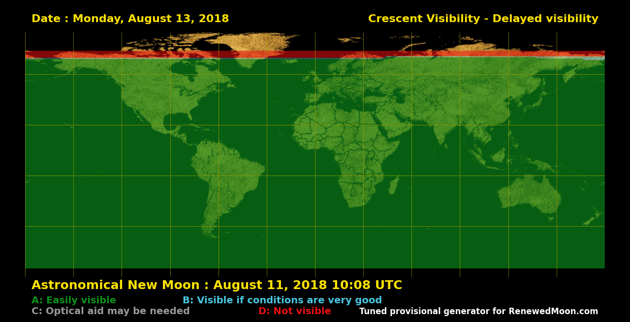 Visibility map for renewed moon confirmation date