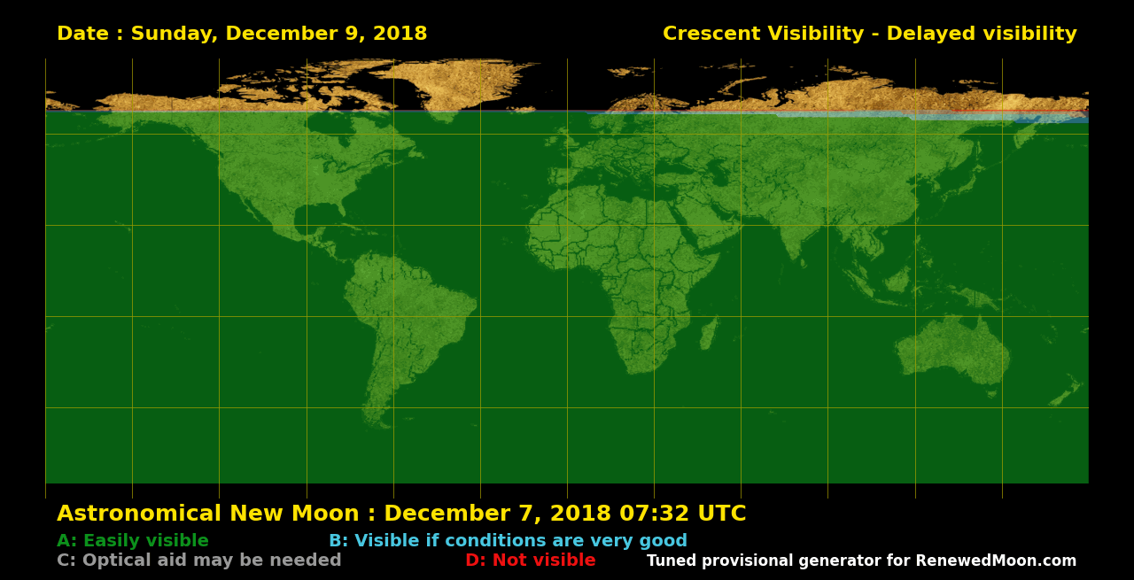 Visibility map for renewed moon confirmation date