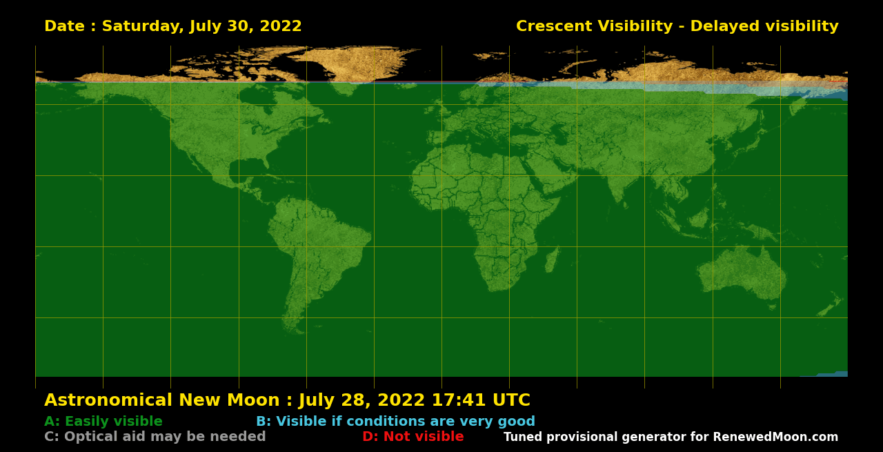 Visibility map for renewed moon confirmation date