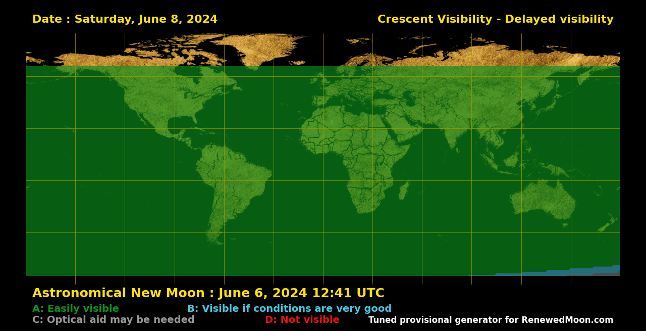 Visibility map for renewed moon confirmation date