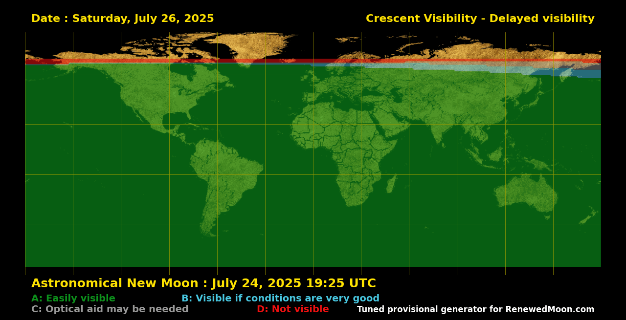 Visibility map for renewed moon confirmation date