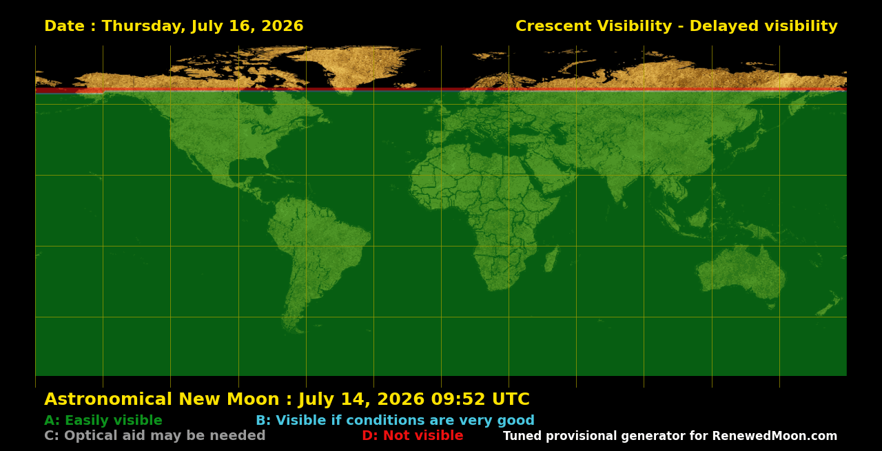 Visibility map for renewed moon confirmation date